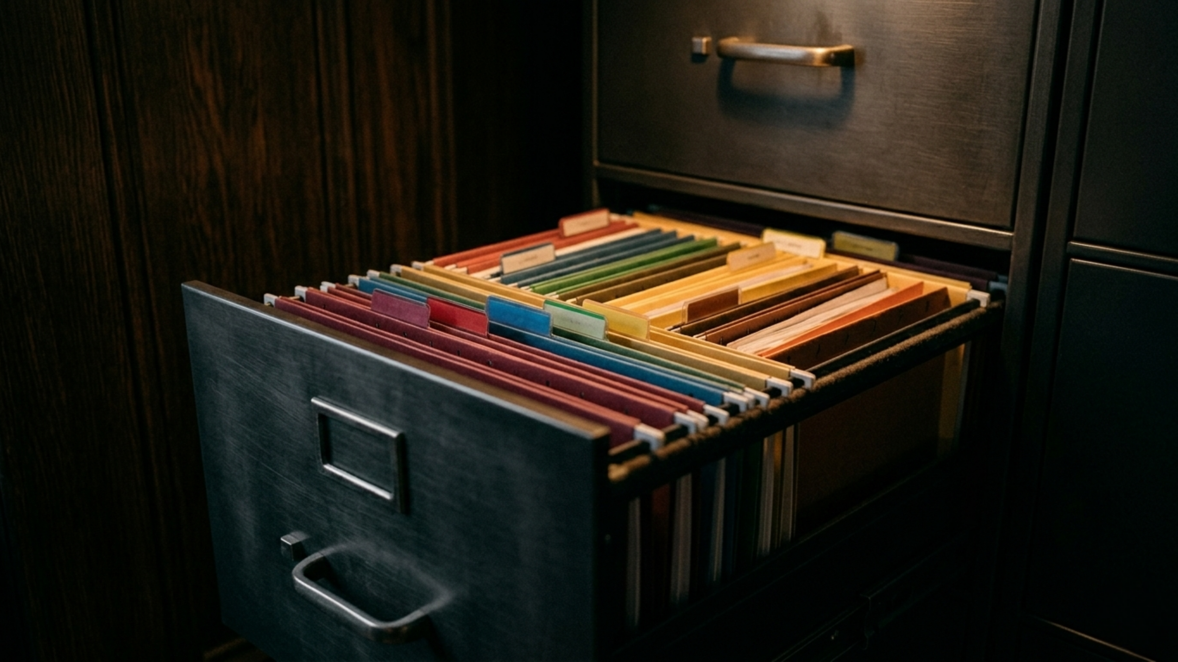 Organized filing system with labeled folders